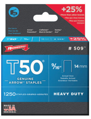 50016 T50 9/16" STAPLES1250/PK .050 WIRE