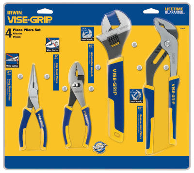 4 PIECE PRO PLIER SET (6" LN & SLIP/10" ADJ& GRO