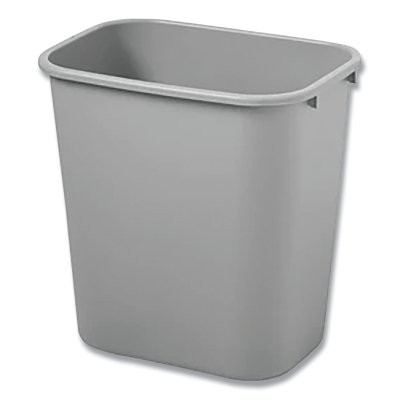 WASTEBASKET MED RECT 28QT/27L GRAY