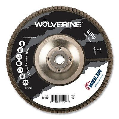 7" WOLV FLAP DISC  FLAT 40Z  5/8"-11 UNC NUT