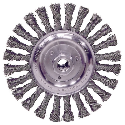WOLV 6"KNOT WIRE WHL STDTWIST .025"STL 5/8"11