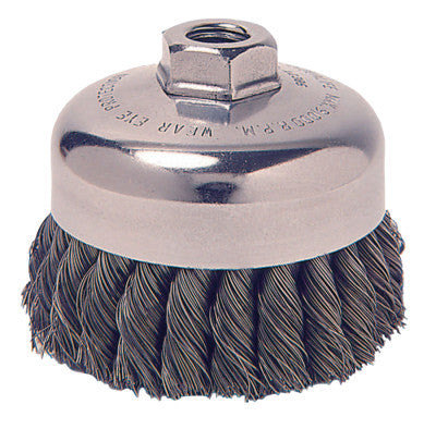 WOLV 4" KNOT WIRE BRSH .025" STL FILL 5/8"-11