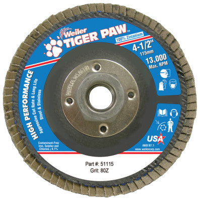 4-1/2"TGR PAW ABR DC FLAT TY27 PH BK 80Z 5/8"11