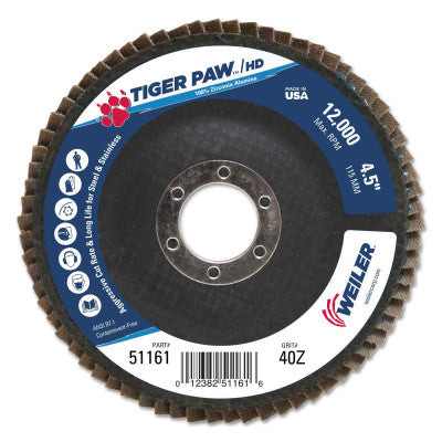 4-1/2"TGR PAW SHD FL DCFLAT TY27 PH BK 40Z 7/8"