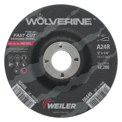 5"X1/4" WOLV TYPE 27 GRINDING WHL A24R 7/8" AH