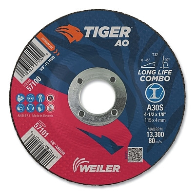 4-1/2"X1/8"TGR AO T27 CUT/GRIND WHL A30S 7/8"