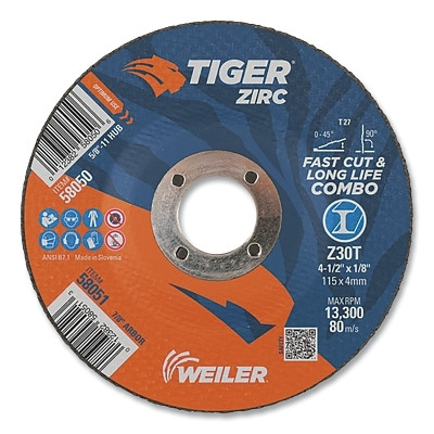 4-1/2 X 1/8 TIGER ZIRC TY27 COMB WHL  7/8 AH