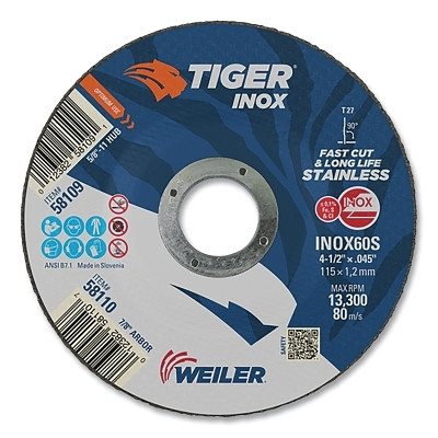 4-1/2 X 045 TIGER INOX TY27 C-O WHL   7/8 AH