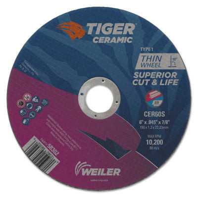 6 X .045 TIGER CERAMIC T1 CUTTING CER60S 7/8 AH