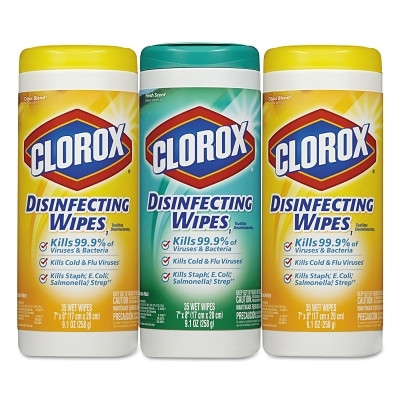 CLO30112 WIPES CLOROX 3PK/35CT WH