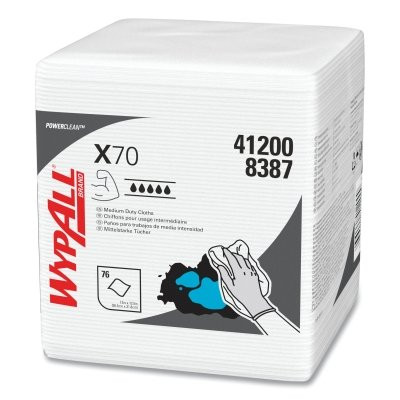 WYPALL X70 WORKHORSE RAGS 1/4 FOLD WHITE 76/PKG