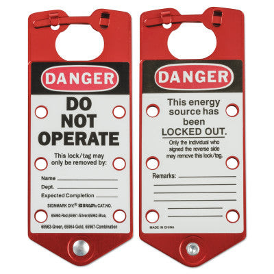 RED LABELLED LOCKOUT HASP ALUMINIUM 5/PK