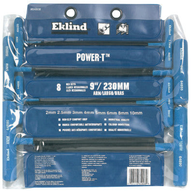 8 KEY BALL METRIC POWERT KEY SET IN POUCH 9"ARM