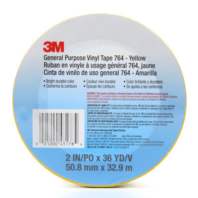 GEN PURP VINYL TAPE 764 2" X 36 YD  5 MIL YELLOW
