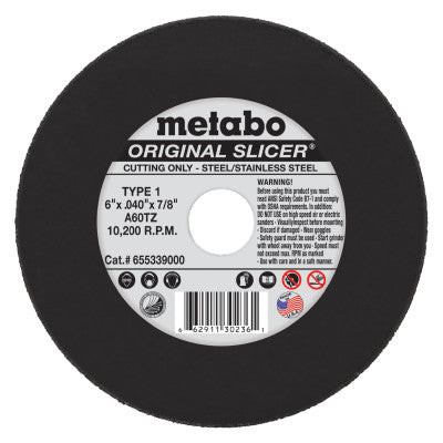 6"X.040X7/8" TYPE 1 SLICER WHEEL A60TZ GRIT
