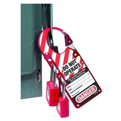 7"X2-7/8" LABELLED SAFETY LOCKOUT HASP RED