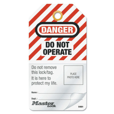 ENGLISH SELF-LAMINATINGPHOTO ID LOCKOUT TAGS -