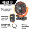 Klein Rechargeable Personal Jobsite Fan IP54 360 degree