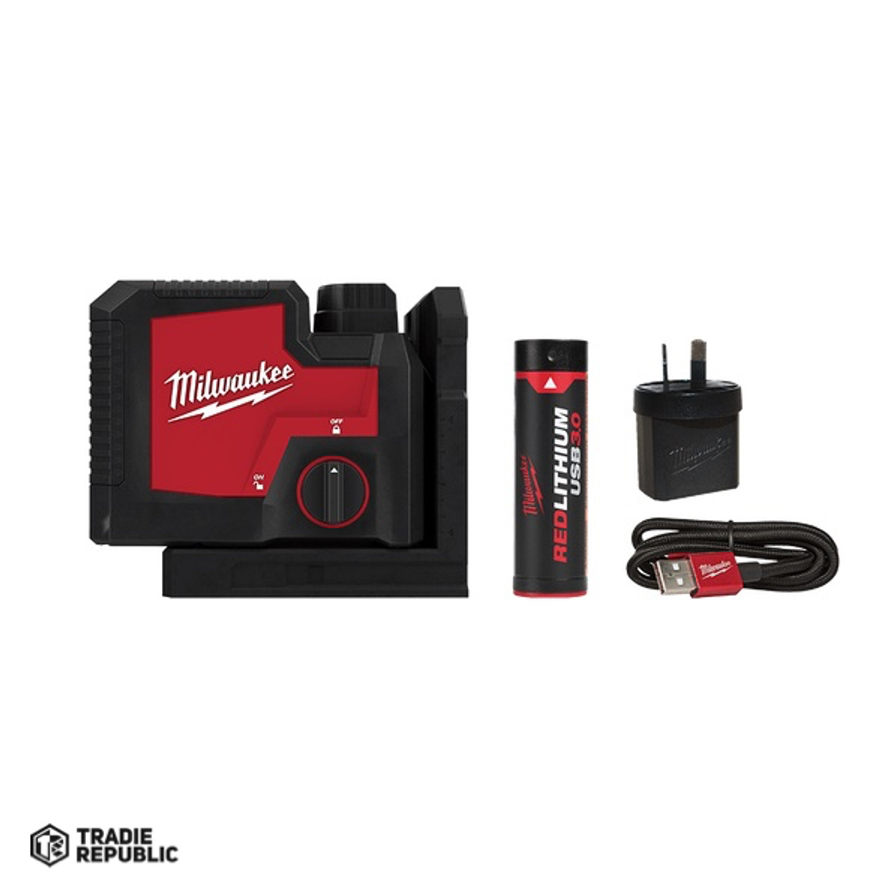 L43PL-301C Milwaukee USB Red Lithium 3 Point Laser Kit
