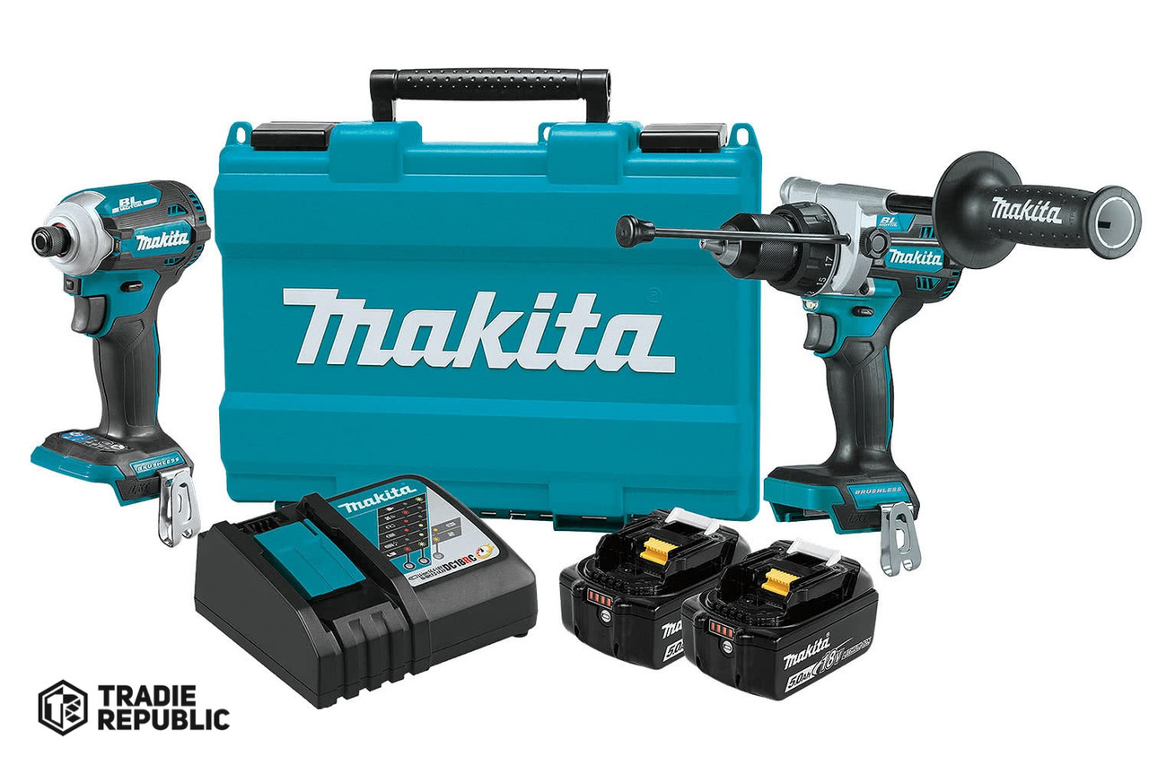 DLX2411T Makita 18V Cordless Hammer Drill and Impact Driver Kit 5Ah