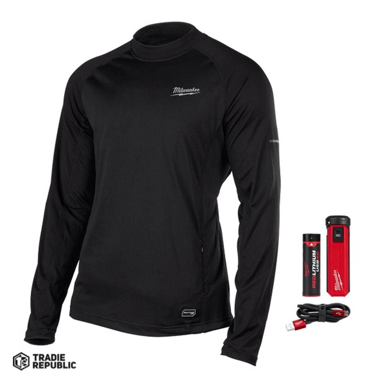  Milwaukee USB Rechargable Heated Base Layer Black