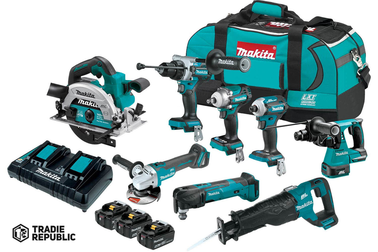 DLX8040TX1 Makita 18V BL Kit 8pcs 5Ahx3