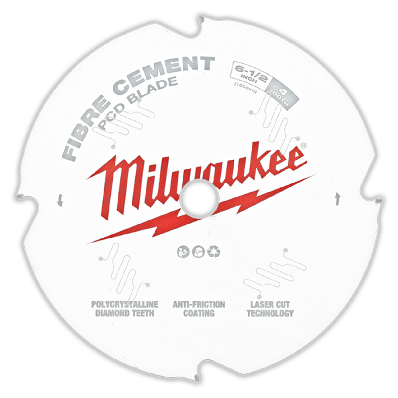 Milwaukee 165mm 6-1/2" 4T Fibre Cement Circular Saw Blade Pcd