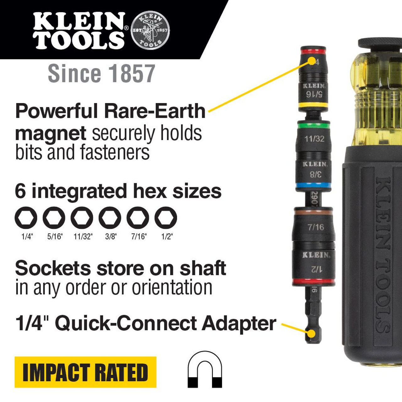 Klein 7in1 Impact Flip Socket with Handle Imperial