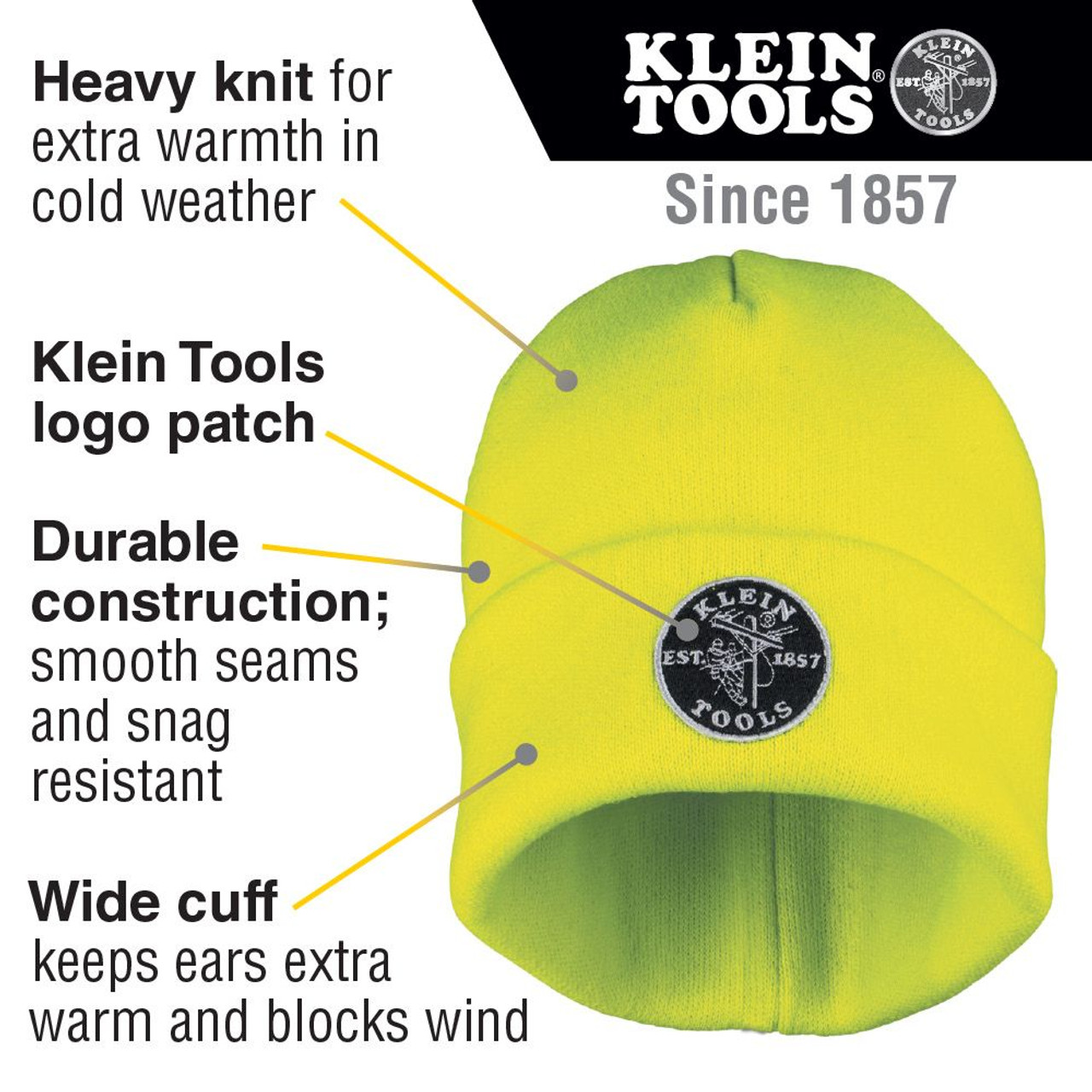 Klein Heavy Knit Hat Yellow Patch Logo