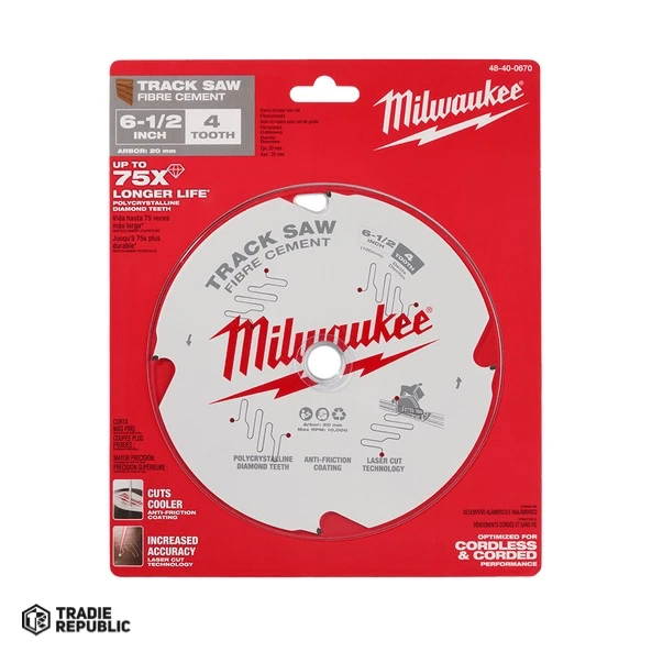 Milwaukee 160mm Fibre Cement 4T Track Saw Blade - Tradie Republic