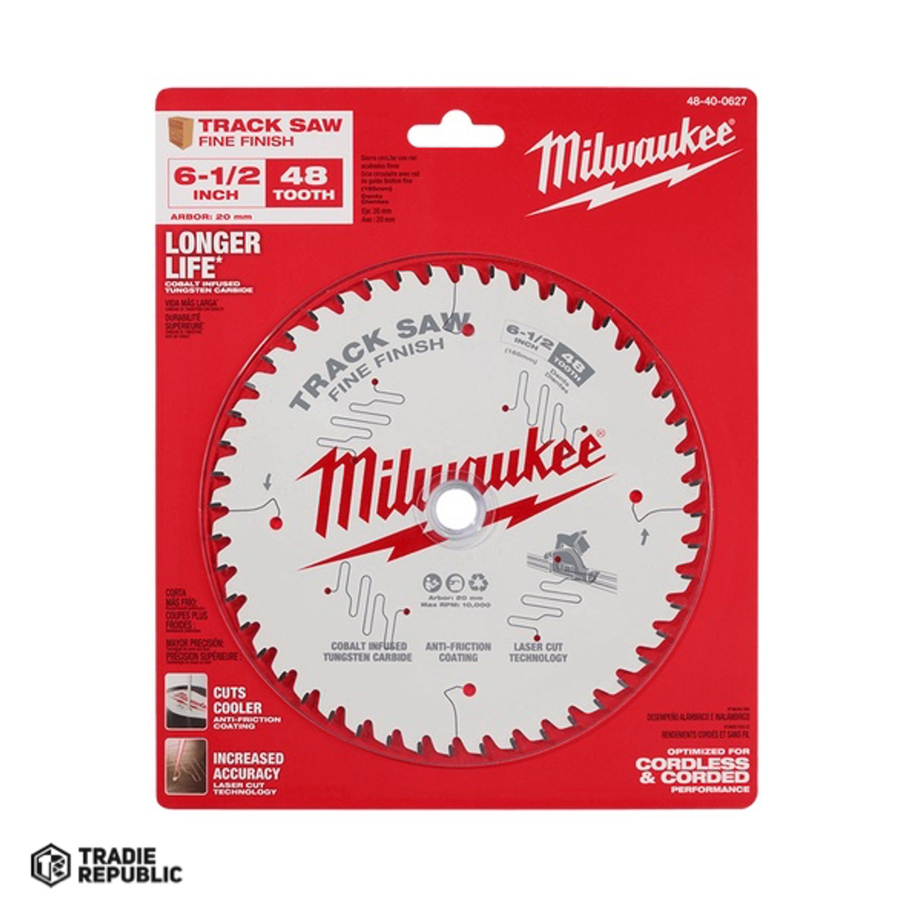 48400627 Milwaukee 165mm Fine Finish 48T Track Saw Blade