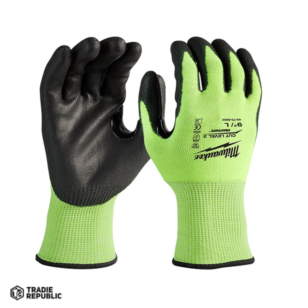 48738934 Milwaukee High Vis Cut Level 3 Gloves - Xxl