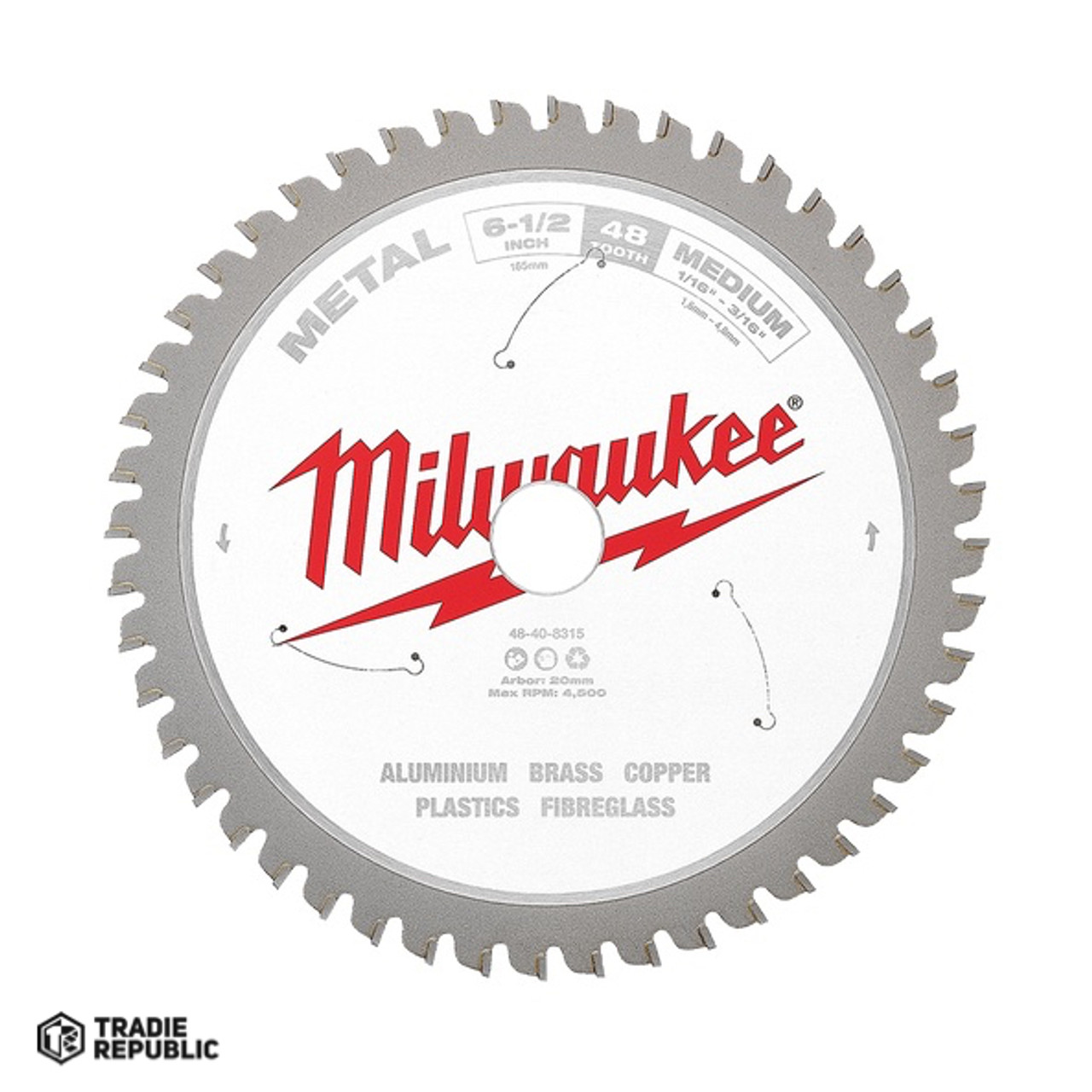 48408315 Milwaukee Circular Saw Blade 48T Medium Metal 165mm