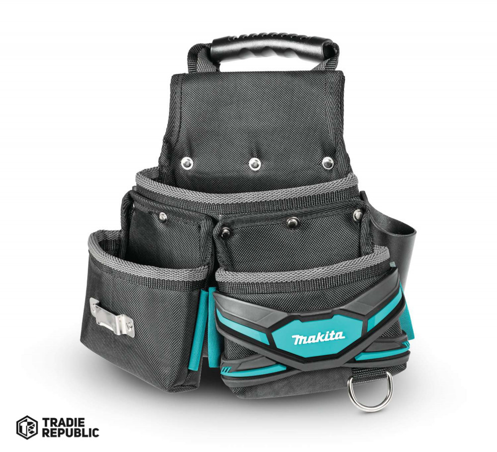 Borsa Porta Attrezzi Makita E-05153 Per Tetto E Uso Generico - Porta Martello Laterale, 3 Tasche In Pelle, Capacità 2.6 Litri