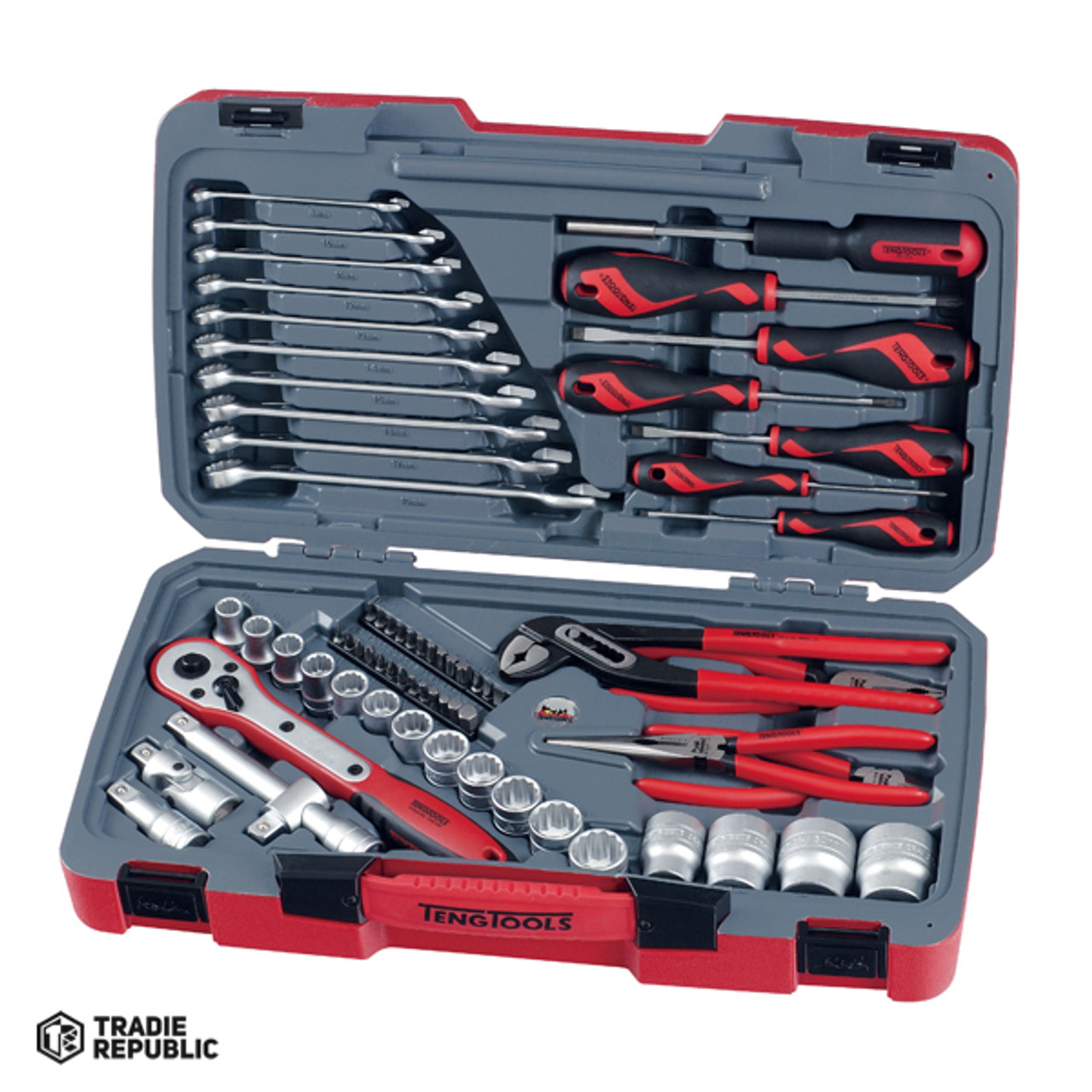 T1268 Teng 68pc 1/2in Dr. Metric Socket & Tool Set 12Pnt