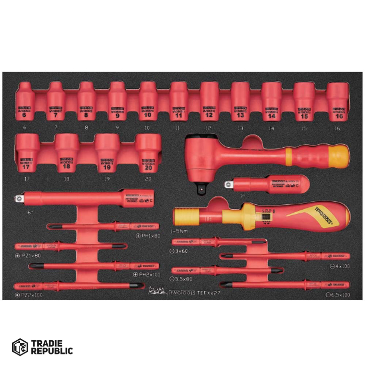 TEFXV27 Teng Socket & Torque Screwdriver Set Insulated 27pcs