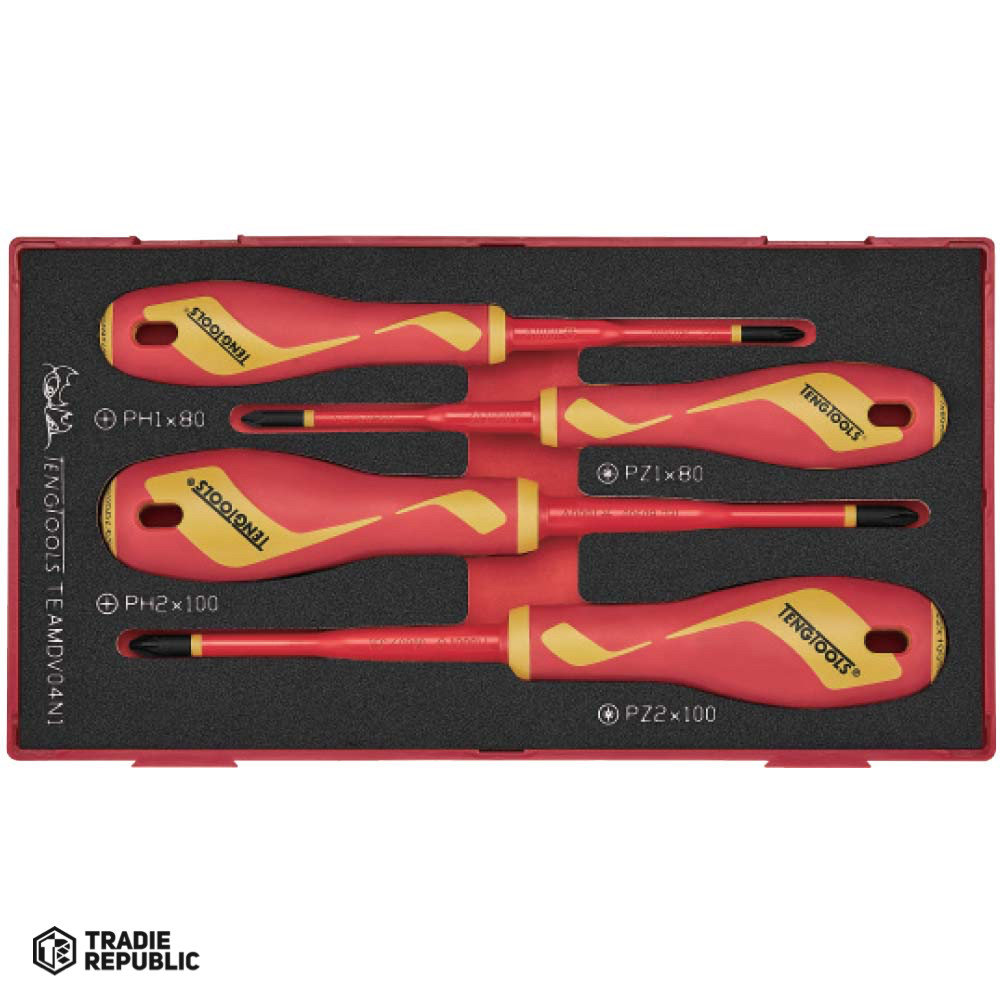 Teng Screwdriver Set Insulated Flat 4 Pcs Tradie Republic