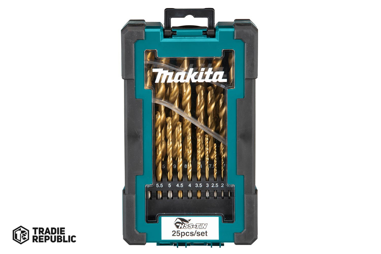 D-72235-6 Makita Drill Bit Set HSS-TiN M 25 Piece 1- 13mm