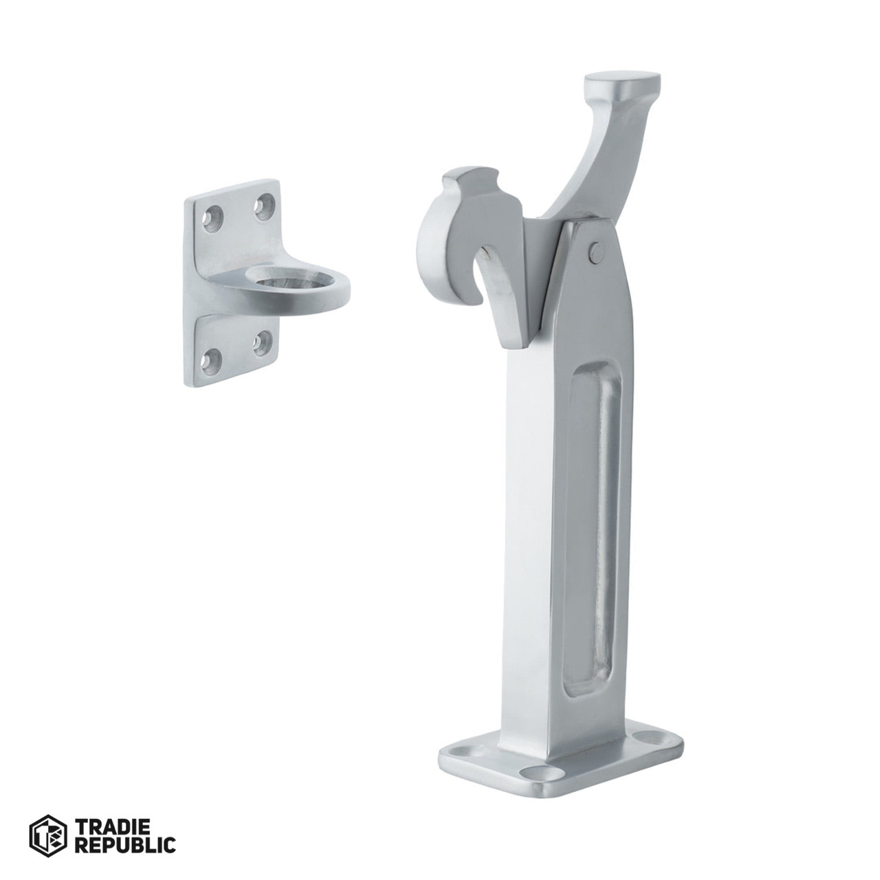 608SC150 Miles Nelson 608 Latching Door Stop Extra High Heavy Duty Floor Mount Satin Chrome