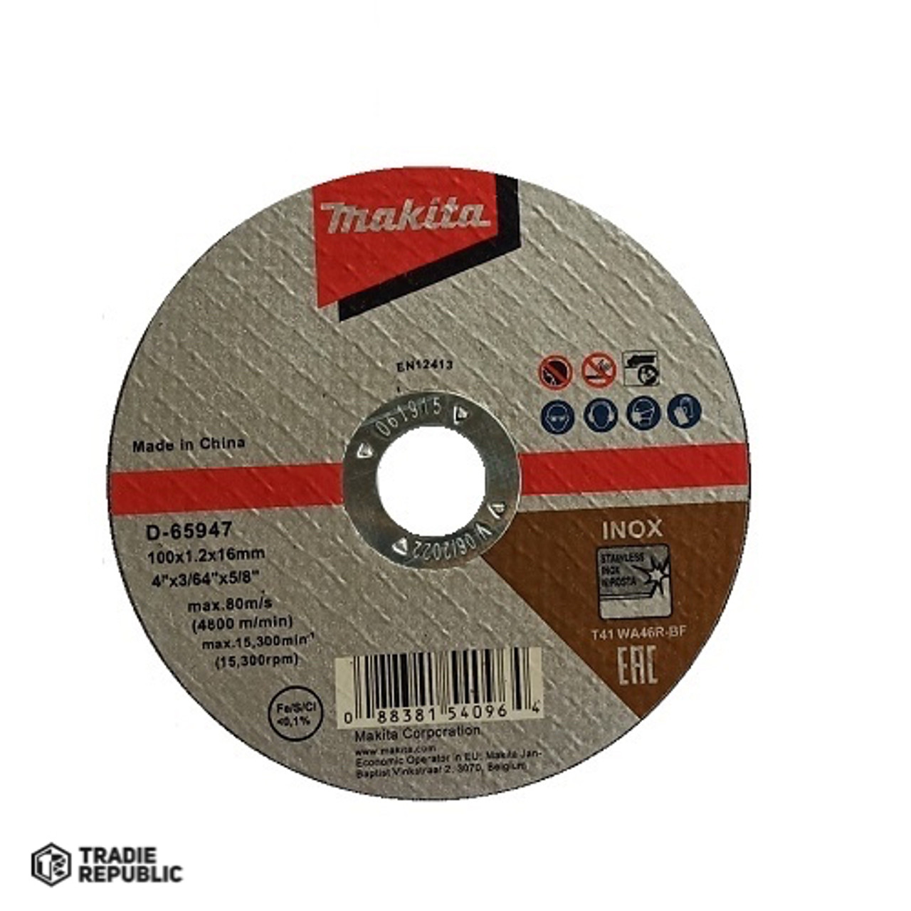 D-65947-1 Makita Cutoff Disc 100x1.2x16mm 1pc (single Disc)