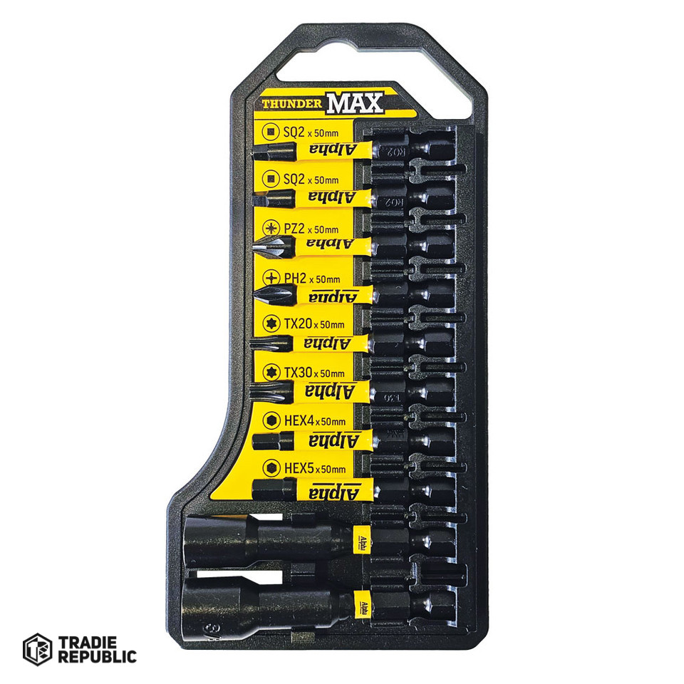 Alpha ThunderMax Impact Driver Bit Set - 10 piece - Tradie Republic