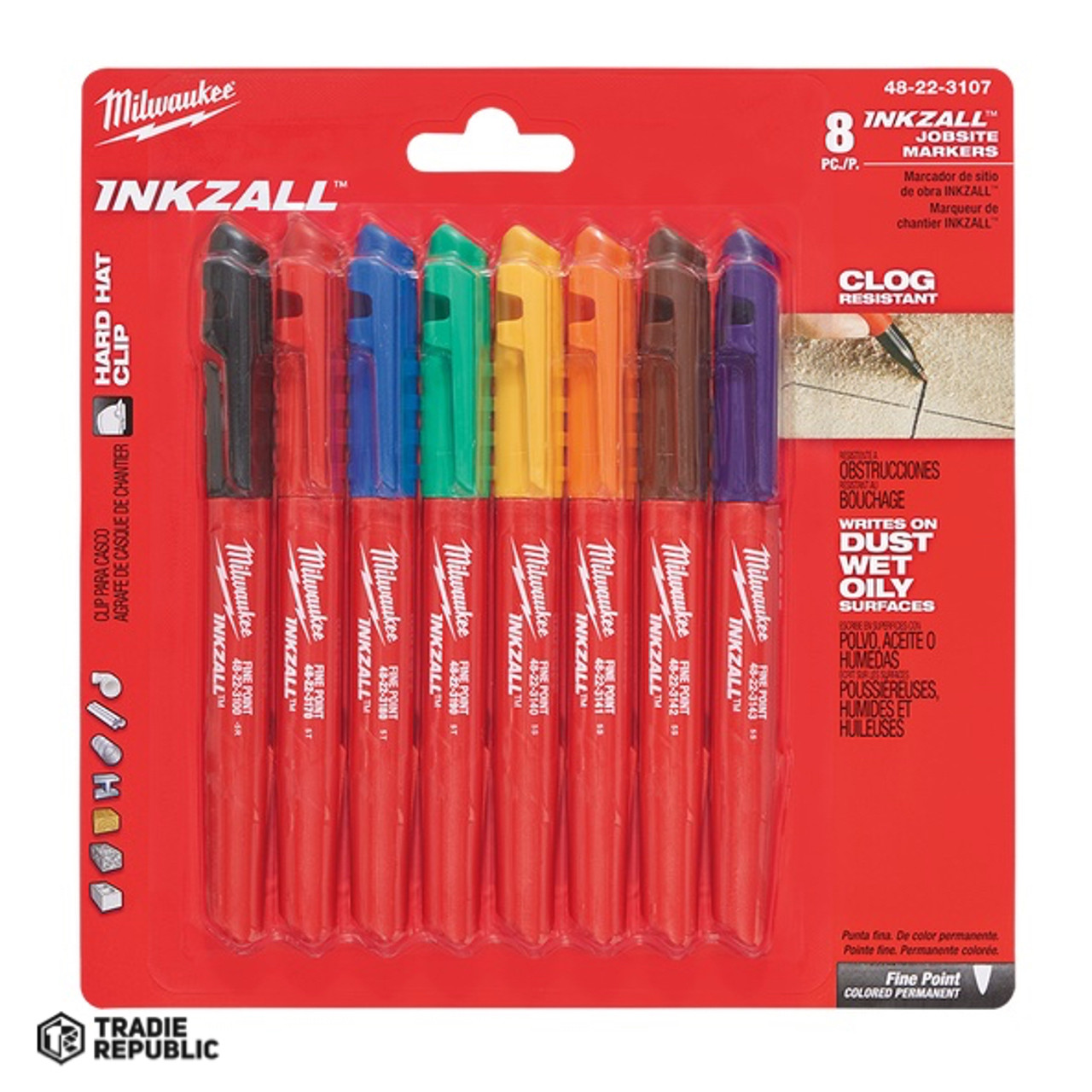 48223107 Milwaukee Inkzall Fine Point Markers Multi 8pk