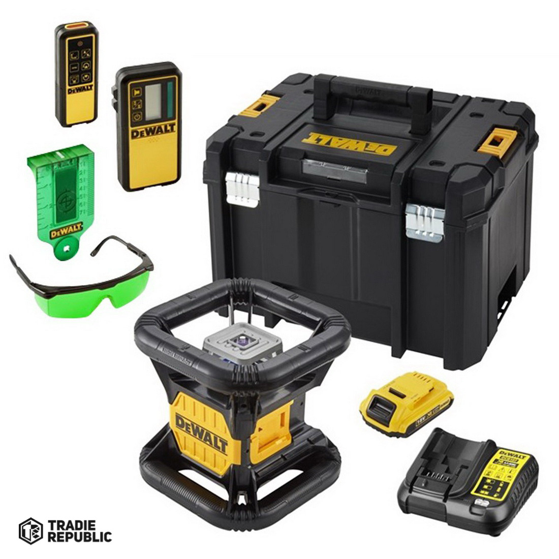 DeWALT Rotating Laser Kit Green Beam 18v 2Ah Tradie Republic