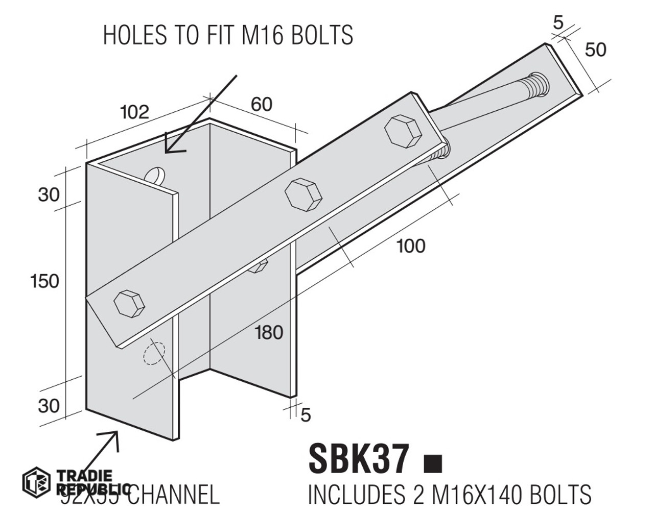 SBK37 Pryda Pole Brace Bracket SBK37