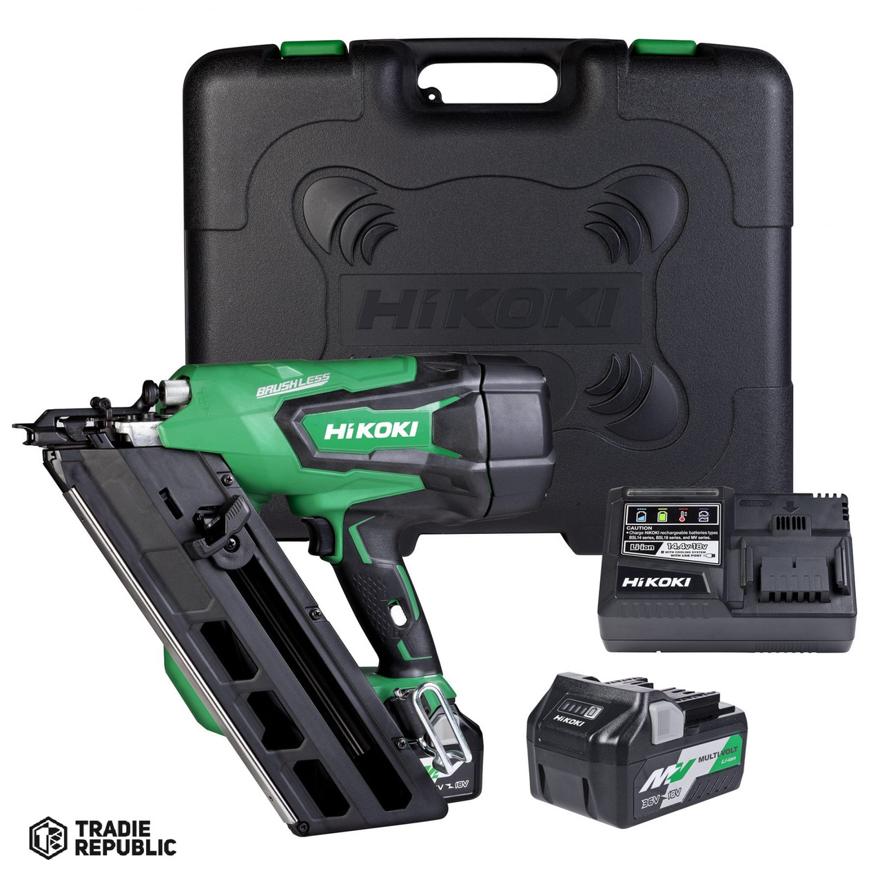 Hikoki Gasless Framing Nailer Multi Volt Kit 18 Volt 90mm Tradie