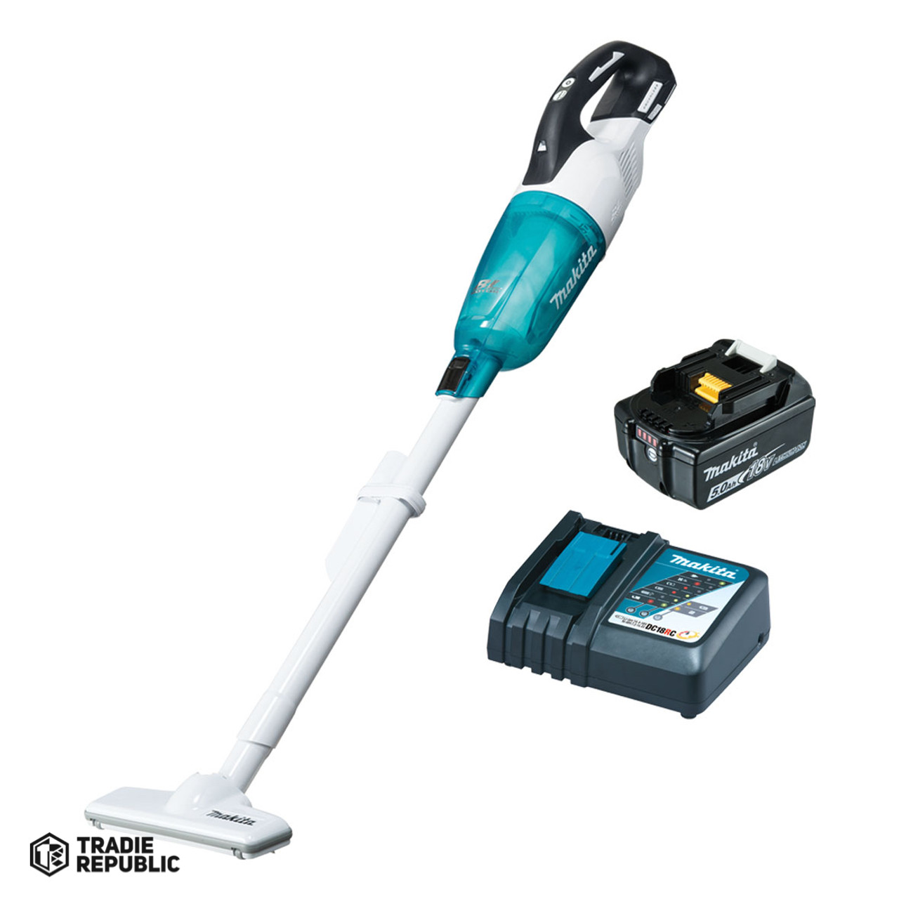 DCL281RTWX Makita 18V LXT Compact Brushless 3-Speed Vacuum Kit, w/ Push Button (5.0Ah)