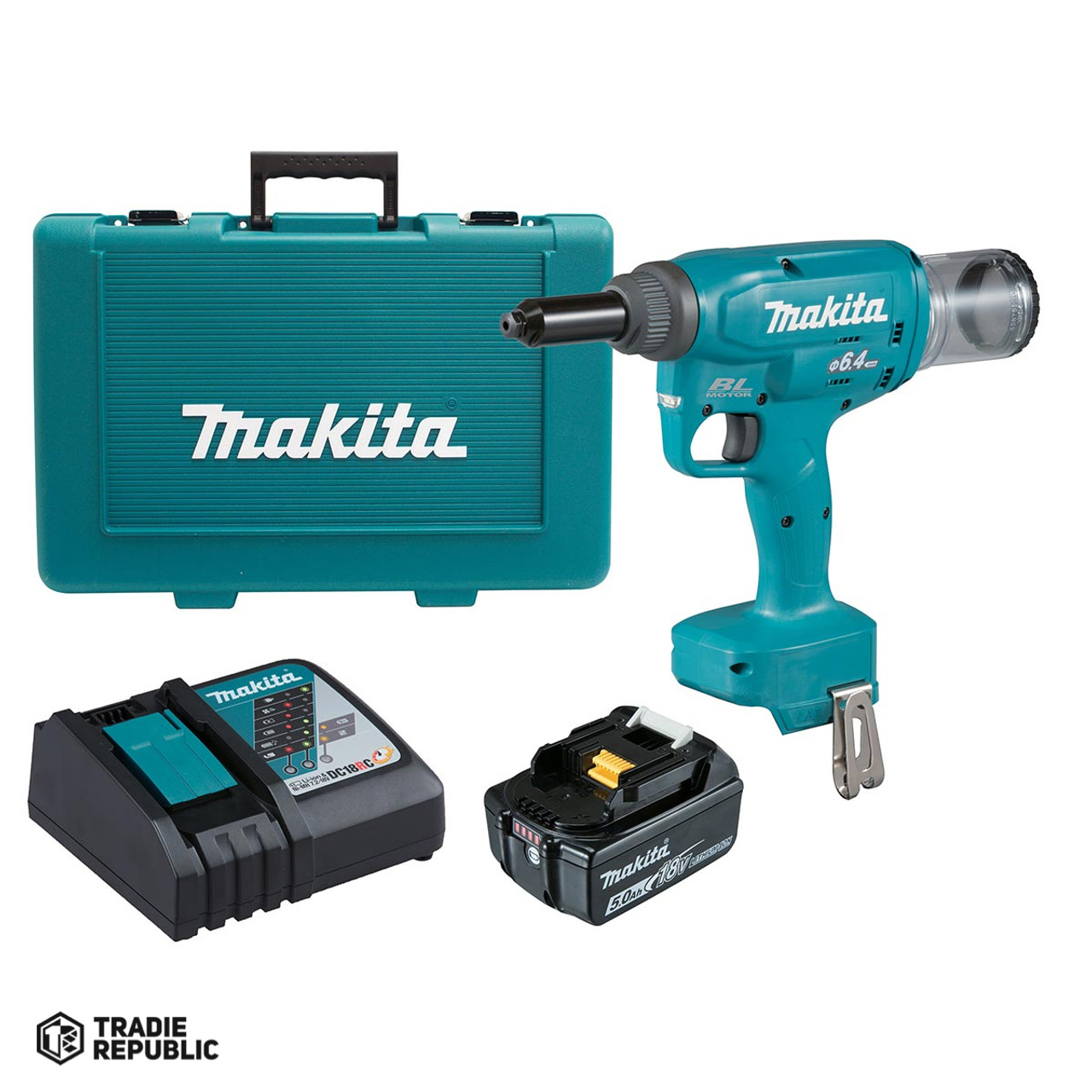 DRV250RTE Makita 18V LXT Brushless Rivet Tool Kit (5.0Ah) DRV250RTE