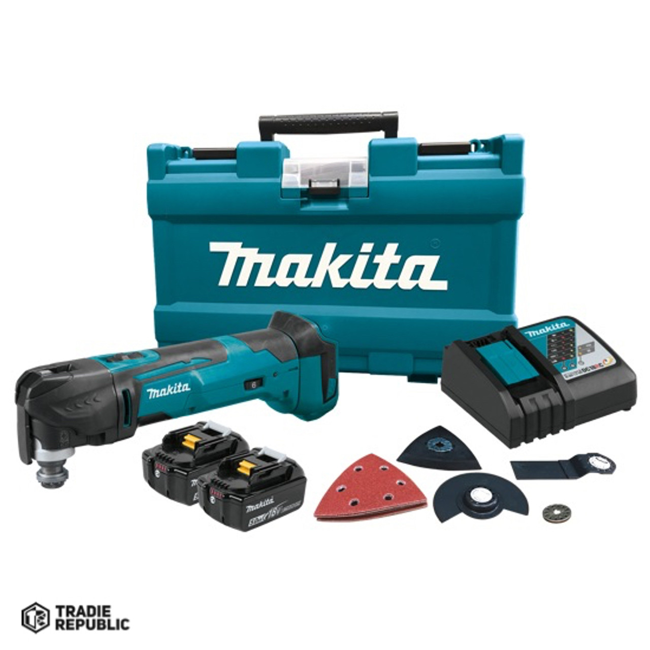 DTM51RTEX5 Makita 18V LXT Multi-Tool, Tool-Less blade change, Kit (5.0Ah) w/Acc kits