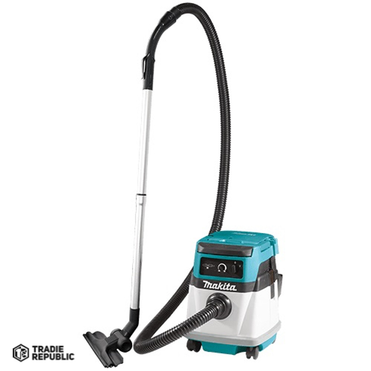 DVC150LZX1 Makita 18V LXT Brushless 15 Litre Pull Behind Portable Wet/Dry AC/DC Vacuum, Tool only