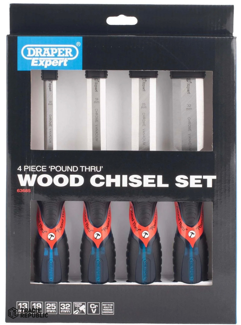 DRWCSET4 Draper 4 Piece Poundthru Wood Chisel Set  (63685)